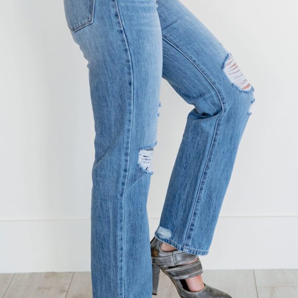 Kancan Now You're Talking Distressed Straight Leg Jeans - Picture 5 of 8